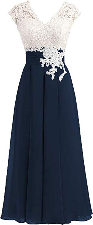 navy blue floral prom dress