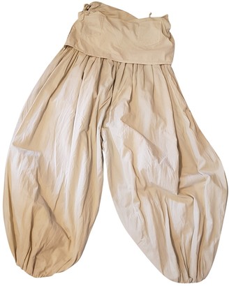 Non Signé / Unsigned Non Signe / Unsigned Oversize Beige Cloth Trousers for Women Vintage