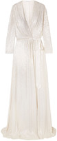 Thumbnail for your product : Jenny Packham Sophia Satin-trimmed Sequined Silk-chiffon Wrap Gown