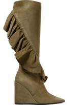 Thumbnail for your product : J.W.Anderson Ruffled Suede Wedge Knee Boots