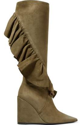 J.W.Anderson Ruffled Suede Wedge Knee Boots