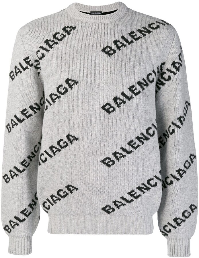 Balenciaga Logo Crew Neck Sweater - ShopStyle