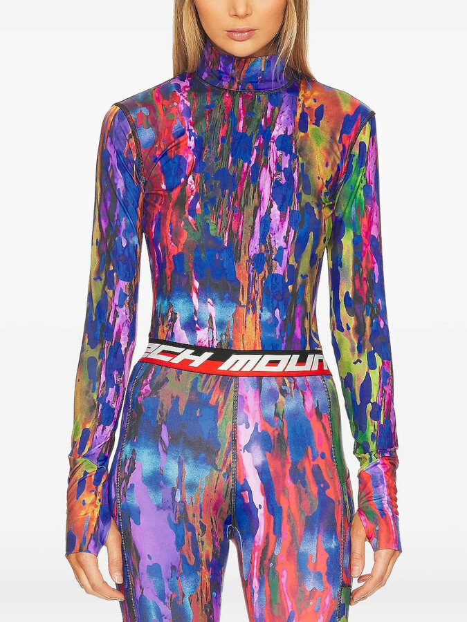 Aztech Mountain Abstract-Print Mock-Neck Top