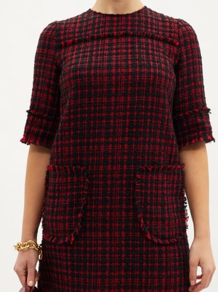 Dolce & Gabbana Patch-pocket Wool-tweed Shift Dress - Black Red