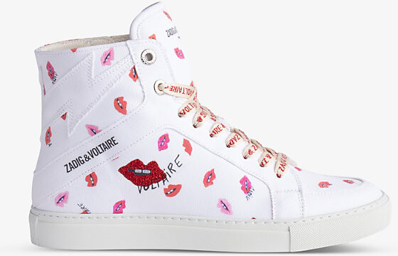 Zadig & Voltaire Logo-print Leather Sneakers in Pink