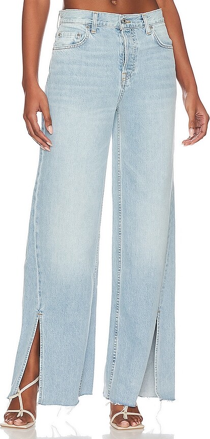 GRLFRND Markie Extra Wide Low Rise with Slit - ShopStyle Flare Jeans
