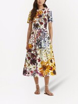 Thumbnail for your product : Oscar de la Renta Floral-Print Belted Skater Dress