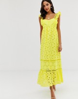 Thumbnail for your product : ASOS DESIGN square neck trapeze broderie maxi dress