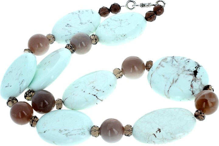 Aria Jewelry Design Ajd Dramatic Lovely Magnesite, Moonstone & Smoky Quartz 22 1/2" Necklace