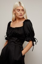 Thumbnail for your product : Little Mistress Obsession Black Satin Milkmaid Jumpsuit