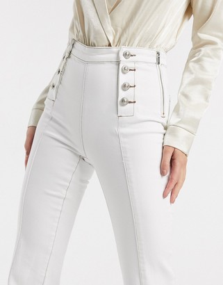 Morgan military button jean in white