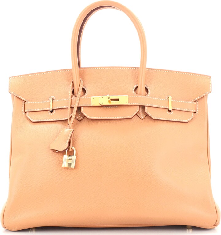 Hermes Birkin Gold Leather Handbag (Pre-Owned) - ShopStyle Tote Bags