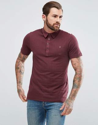 Farah Chelsea Slim Fit Jacquard Polo Shirt in Red