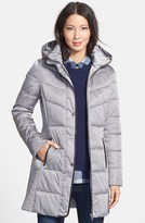 Thumbnail for your product : GUESS Faux Leather Trim Hooded Quilted Walking Coat (Online Only)
