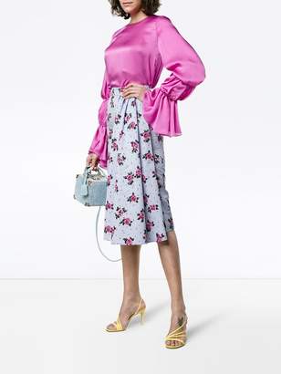 Alessandra Rich Rose Print Asymmetric Skirt