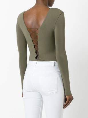 Alexander Wang T By lace-front long sleeve bodysuit