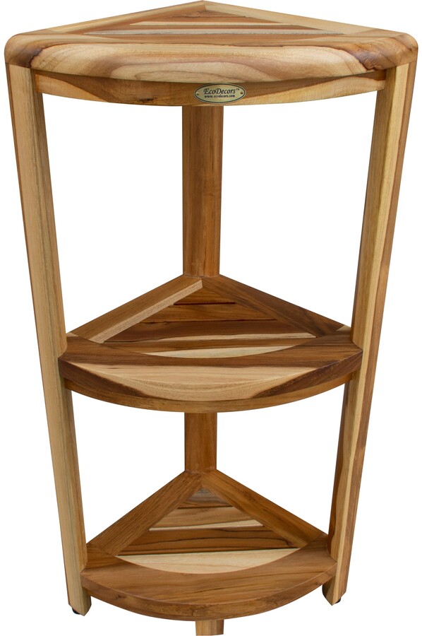 EcoDecors Oasis Teak Wood 3Tier Corner Shelf ShopStyle Bath Accessories