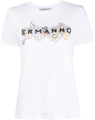 Ermanno Scervino floral logo-print T-shirt