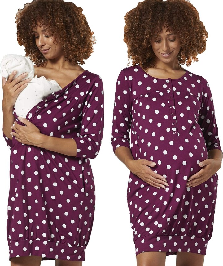 HAPPY MAMA Women's Maternity Nursing Labour Hospital Gown Print
