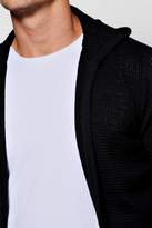Thumbnail for your product : boohoo Mens Waffle Stitch Hooded Cardigan
