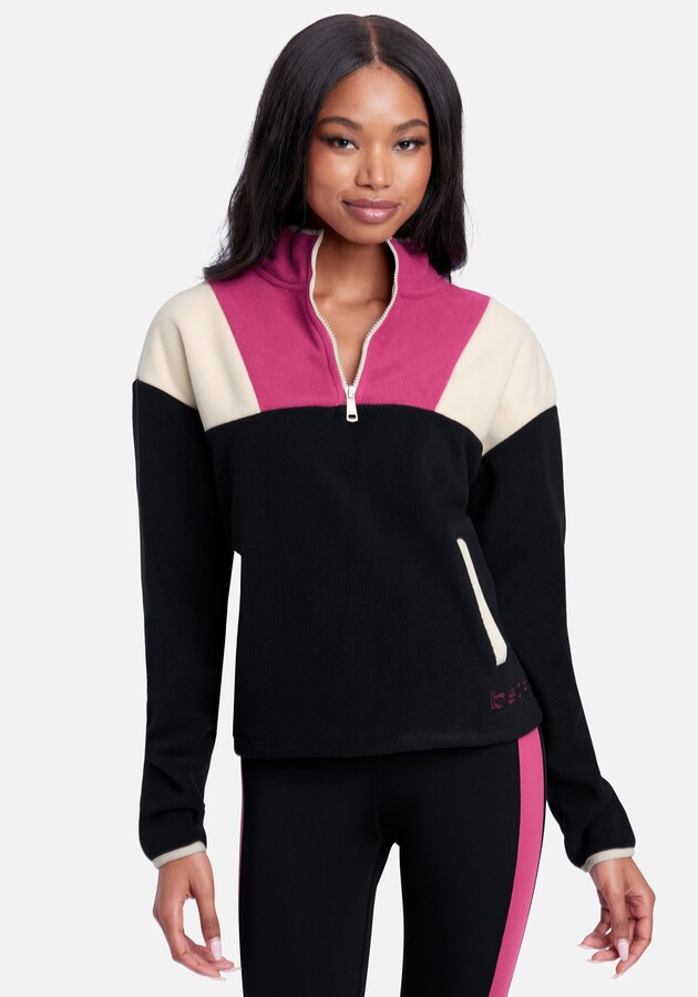 Bebe Logo Fleece Color Block Pullover - ShopStyle Sweaters