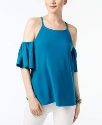 INC International Concepts Cold-Shoulder Flutter-Sleeve Blouse, Created for Macy's