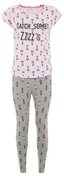 New Look Teens Pink Catch Some ZZZ's Zebra Print Pyjama Set