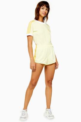 adidas Womens Yellow Three Stripe Shorts By Pale Yellow