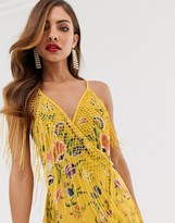 Thumbnail for your product : ASOS EDITION strappy wrap embroidered fringe dress