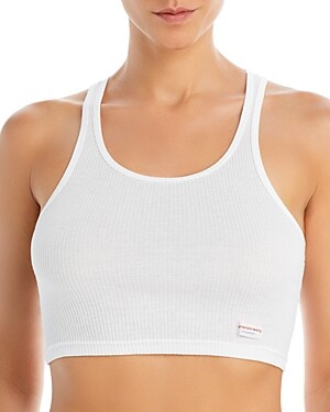 alexanderwang Cropped Racerback Tank in Ribbed Cotton Jersey WHITE