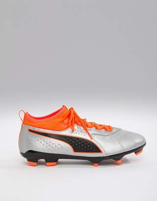 Puma Soccer One 3 Leather Firm Ground Boots In Silver