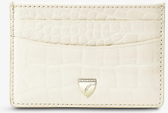 Aspinal of London Womens Ivory Slim Croc-Embossed Leather Cardholder