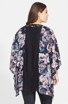 Thumbnail for your product : BB Dakota 'Rila Rose' Lace Back Kimono Jacket (Plus Size)