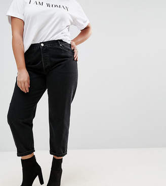 ASOS Curve Design Curve Florence Authentic Straight Leg Jeans In Washed Black