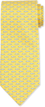 Ferragamo Alligator-Printed Silk Tie, Yellow