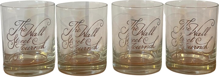 1stDibs Set Of Four Vintage "wall Street Journal" Cocktail Glasses In Box By Houze Art A