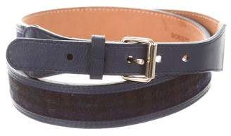 MAISON BOINET Plaid Leather-Trimmed Belt