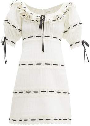 Zimmermann Honour Lace-insert Pintucked Cotton Mini Dress - Womens - White