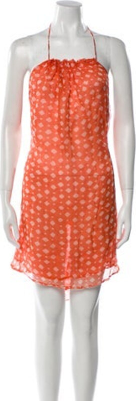 CLOE CASSANDRO Dress Orange Printed Halterneck