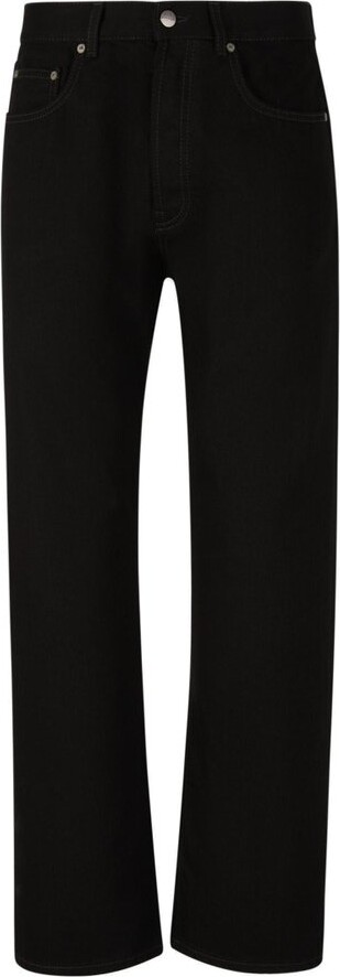 Palm Angels Logo Embroidered Straight Leg Jeans