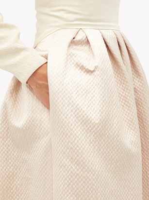 MARTA FERRI Contrast-waistband Cloqué-satin Maxi Skirt - Light Pink