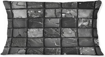 Black Modern Mosaic Tiles VIII - Modern Lumbar Pillow