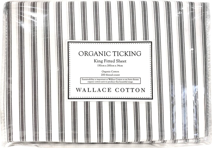 Wallace Cotton - Organic Ticking Fitted Sheet Single - ShopStyle
