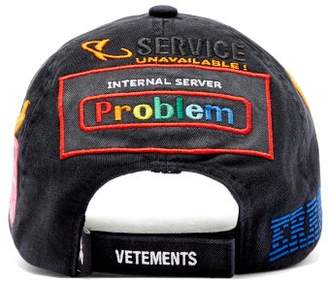 Vetements Embroidered-logo Cotton Baseball Cap - Womens - Black