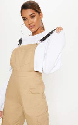 PrettyLittleThing Camel Contrast Detail Dungarees