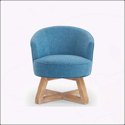 George Oliver Versatile Swivel Chair With Classic Linen Fabric And Sturdy Wooden Base