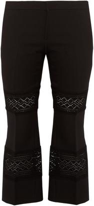 Alexander McQueen Lace-insert wool-blend cropped trousers