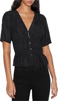 Womens Ruched V-Neck Blouse 
