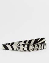Thumbnail for your product : Pieces Stef faux zebra hair leather belt