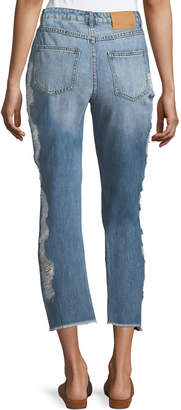 Band of Gypsies Distressed Straight-Leg Ankle Jeans